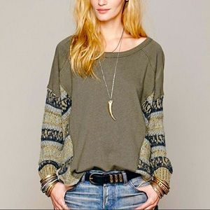 Free People Multi Olive Knit Poncho
